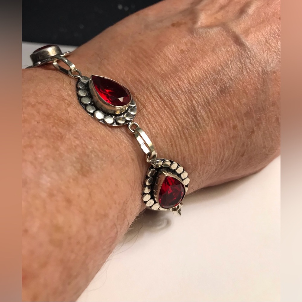Garnet 925 Sterling Silver Bracelet